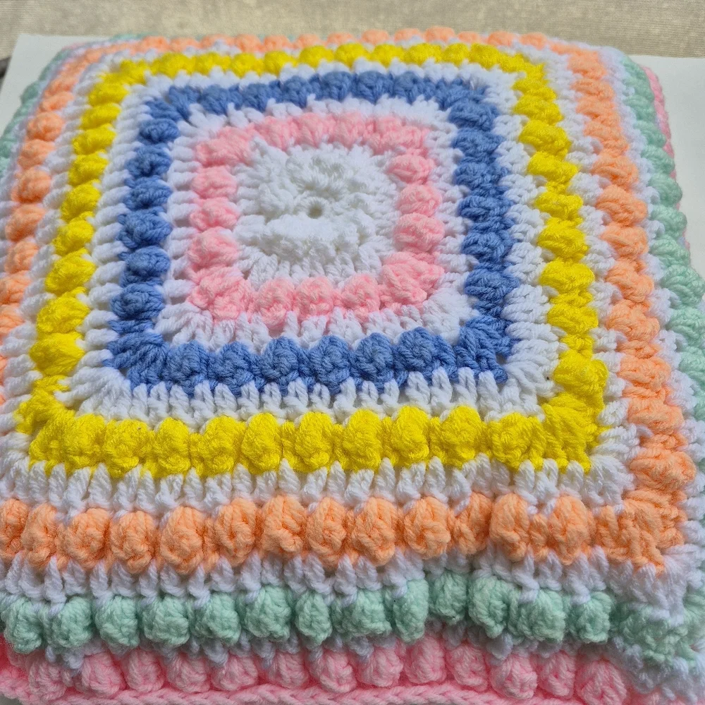 Pillow With Crochet Granny Squares